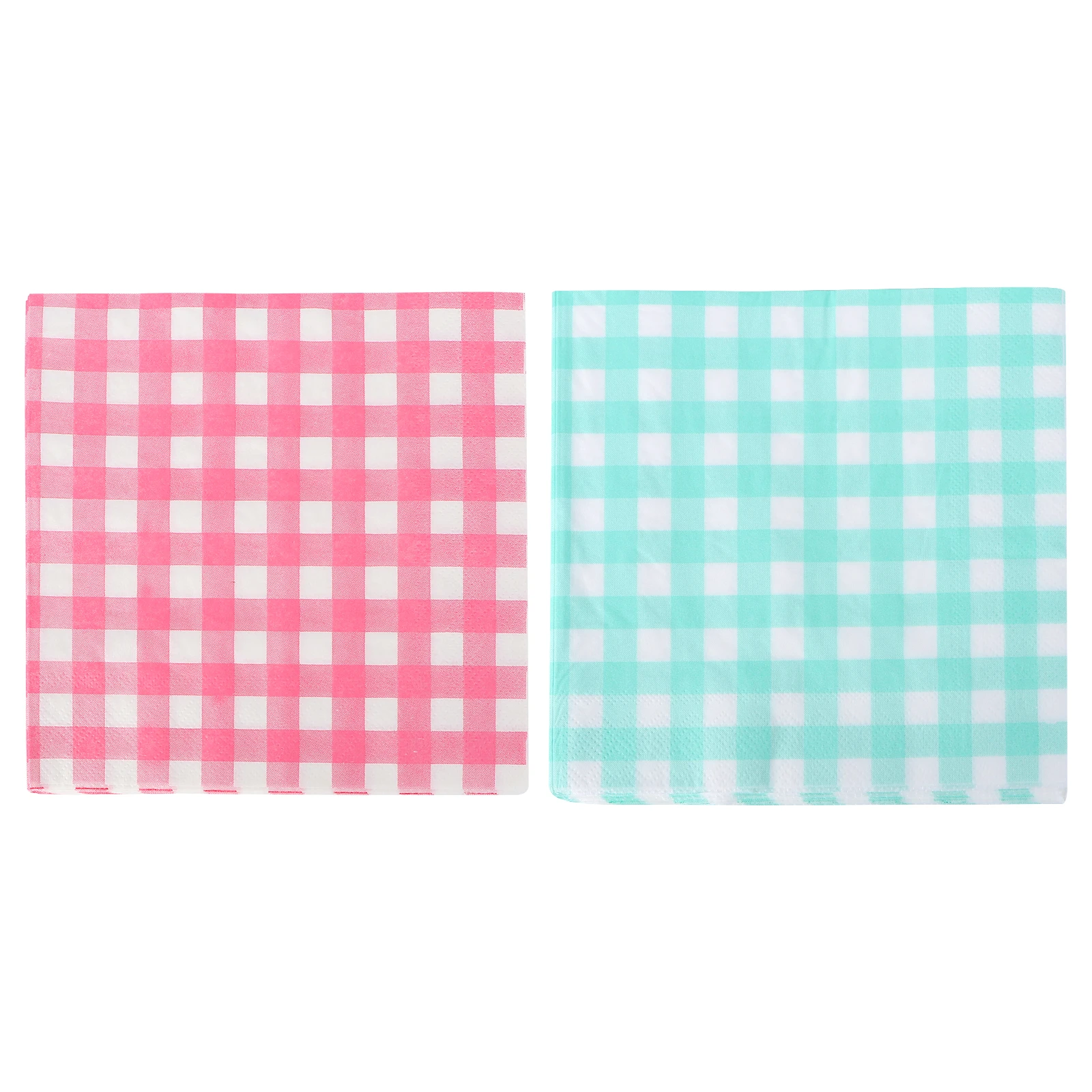 

80 Pcs Tissue Napkin Set 180g Raw Pulp Grid Pattern Paper Party Decorative Towels Green Pink Checks Suitable Christmas Birthday