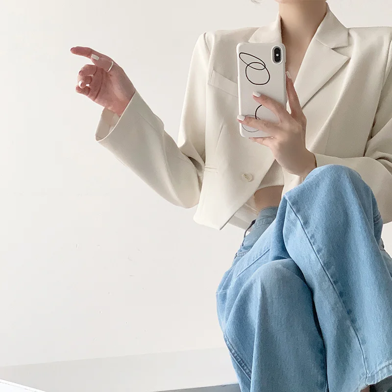 

Women'S Cropped Coat New In External Clothes Crop Blazer Woman Multi-Belt Windproof Plunge Women Dames Females Detachable Violet