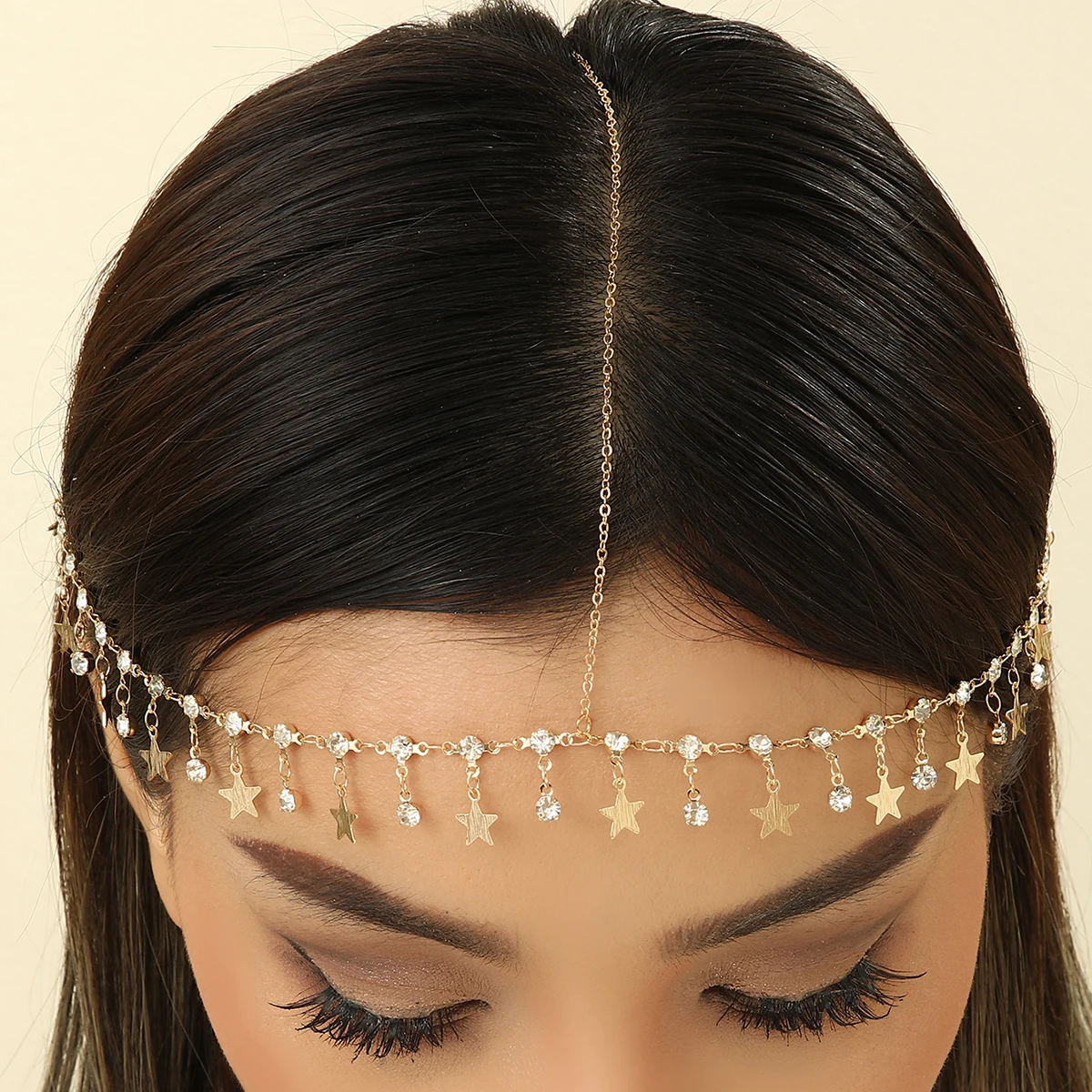 Exquisite Tassels Shiny Rhinestone Star Women\'s Head Chain Hair Forehead Jewelry Bohemia Lady Aesthetic Jewelry Set Gifts