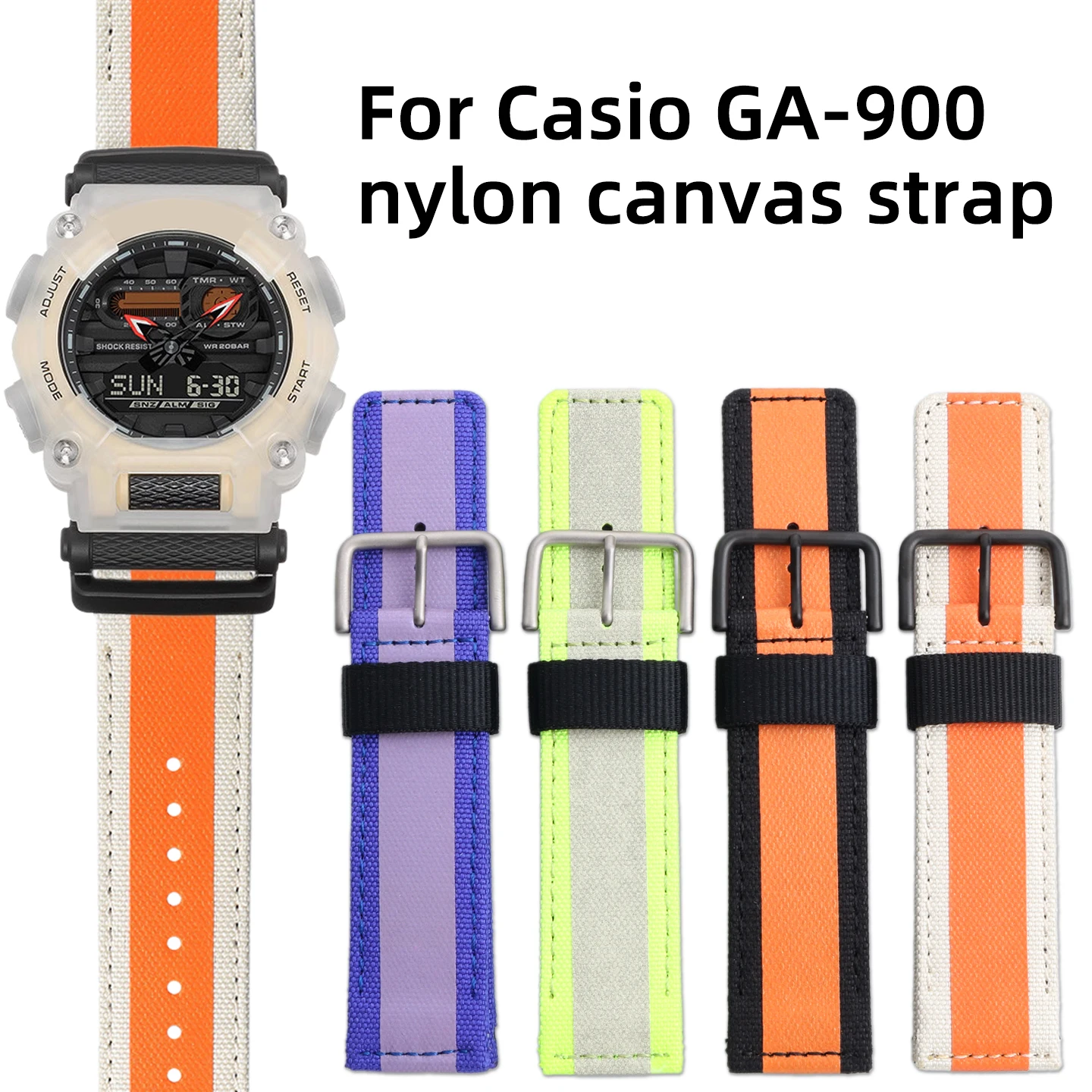 Nylon Canvas Watch Band for Casio G-Shock GA-900 Leather Bottom Breathable Watch Strap Durable Sport bracelet Replacement parts