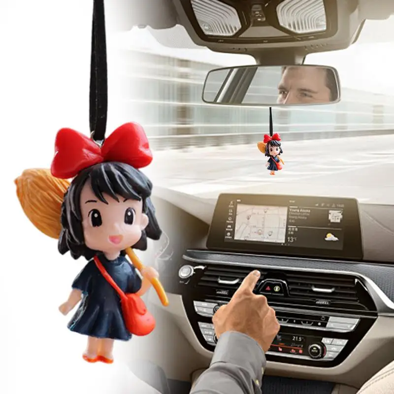 Witch Car Decoration Cute Girl Decorative Pendant Car Rearview Hanger Interior Decor Halloween Car Pendant For Truck