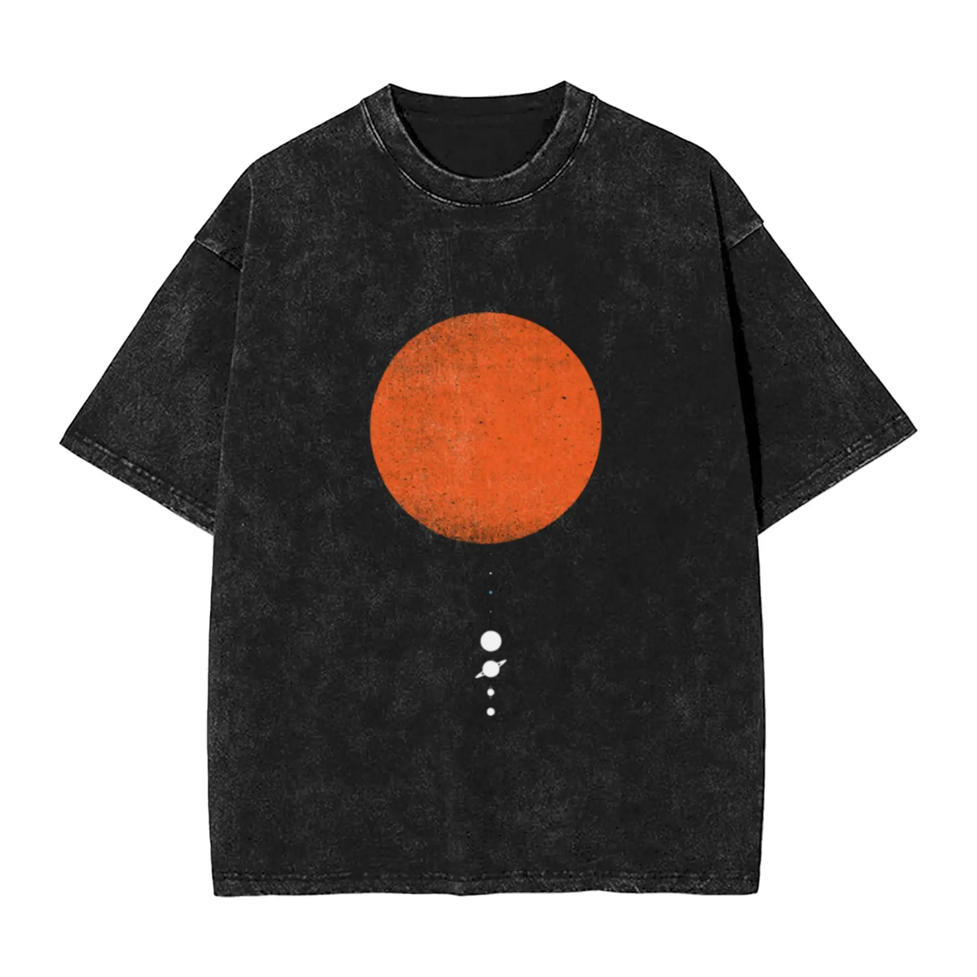 Minimal Solar System  Unique Trendy A Washed T Shirt Men's Women's Oversized Cotton Tees Tops