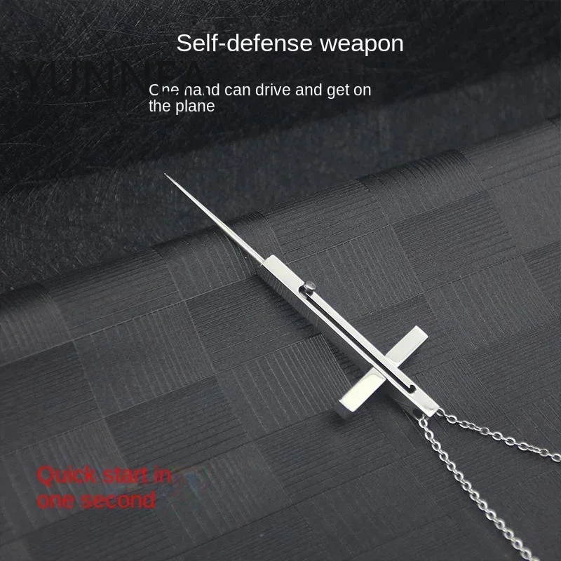 Cross Necklace Women Self-Defense Weapon Women\'s Survival Wolf-proof Artifact Self-defense Necklace Pendant