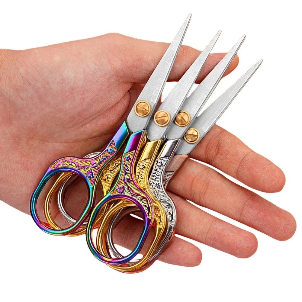 1Pcs Retro Vintage Stainless Steel Sewing Scissors - Fabric Cutter Tailor Embroidery Thread Craft Shears