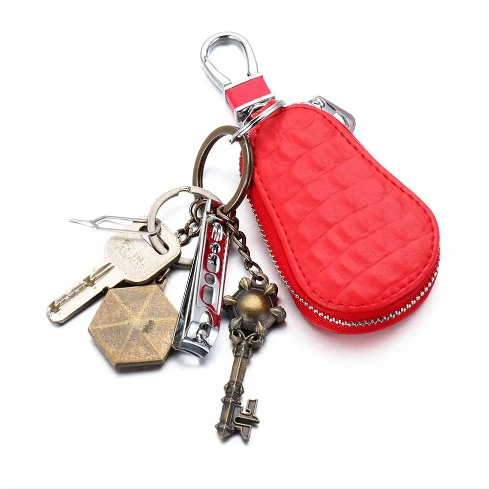 Crocodile Pattern Housekeeper Holder Coin Purse Car Key Bags Genuine Leather Keychain Holder Wallet Key Case