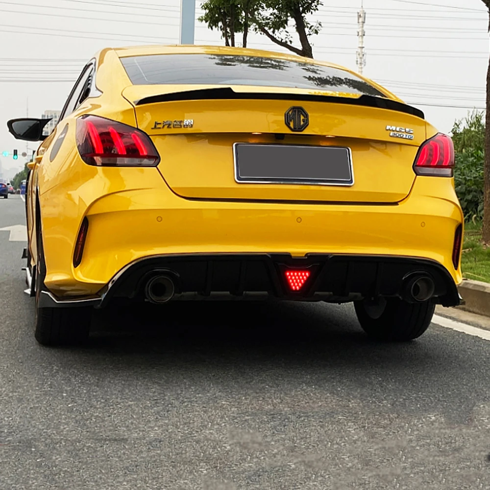 Car Rear Bumper Diffuser Lip Chin Spoiler Body Kit For MG5 2021 PP Plastic Black Carbon Look Exterior Accessories Tuning Parts