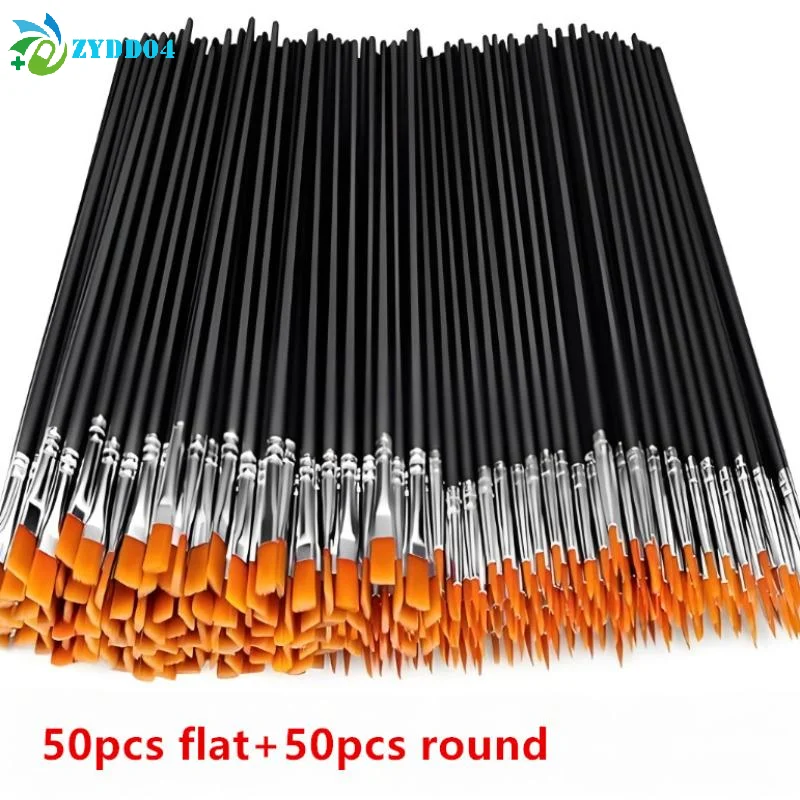 ● Juego de pinceles de pintura, pinceles redondos y planos de nailon para pintura al óleo, acrílica, acuarela, para niños/artistas/principiantes/estudiantes