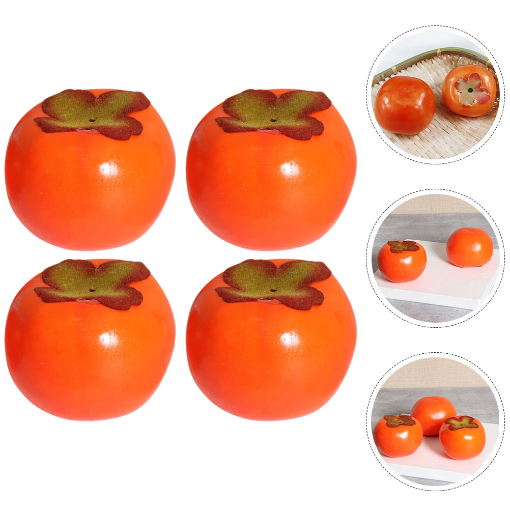 

4 Pcs Lifelike Persimmon Simulated Fruit Artificial Model Realistic Hanging