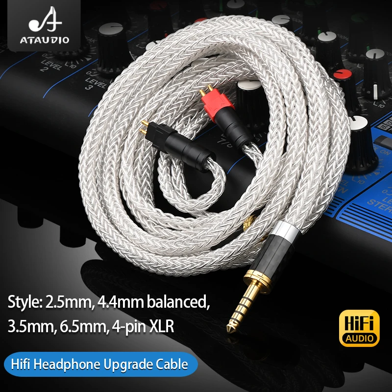 ATAUDIO Hifi سماعة كابل 16 السواحل OCC الفضة مطلي الأساسية سماعة كابل ل Sennheiser HD580 HD600 HD650 HD25 HD660S