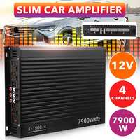 12V 7900W Car Amplifier 4 Channel Powerful Car Audio Subwoofer Aluminum Alloy Vehicle Power Stereo Amp Car Sound Amplifiers