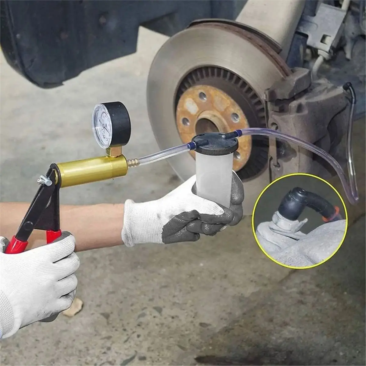 Best sales 2026 Manual Brake Bleeder Vacuum Pump Kit Automotive Fluid Tester with Gauge Adapters 2 in 1 Handheld Test Tool