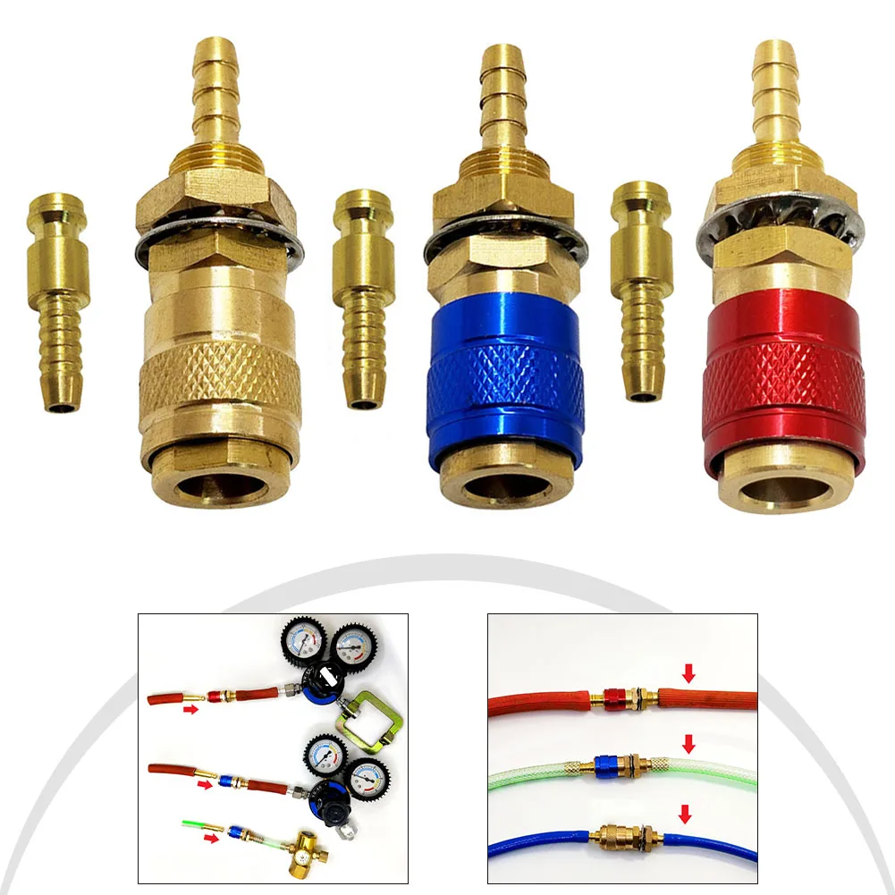 1set Red+Yellow+Blue Water Cooled&Gas Adapter Quick Connector Fitting For TIG Welding Torch Welding Torch Quick Connector