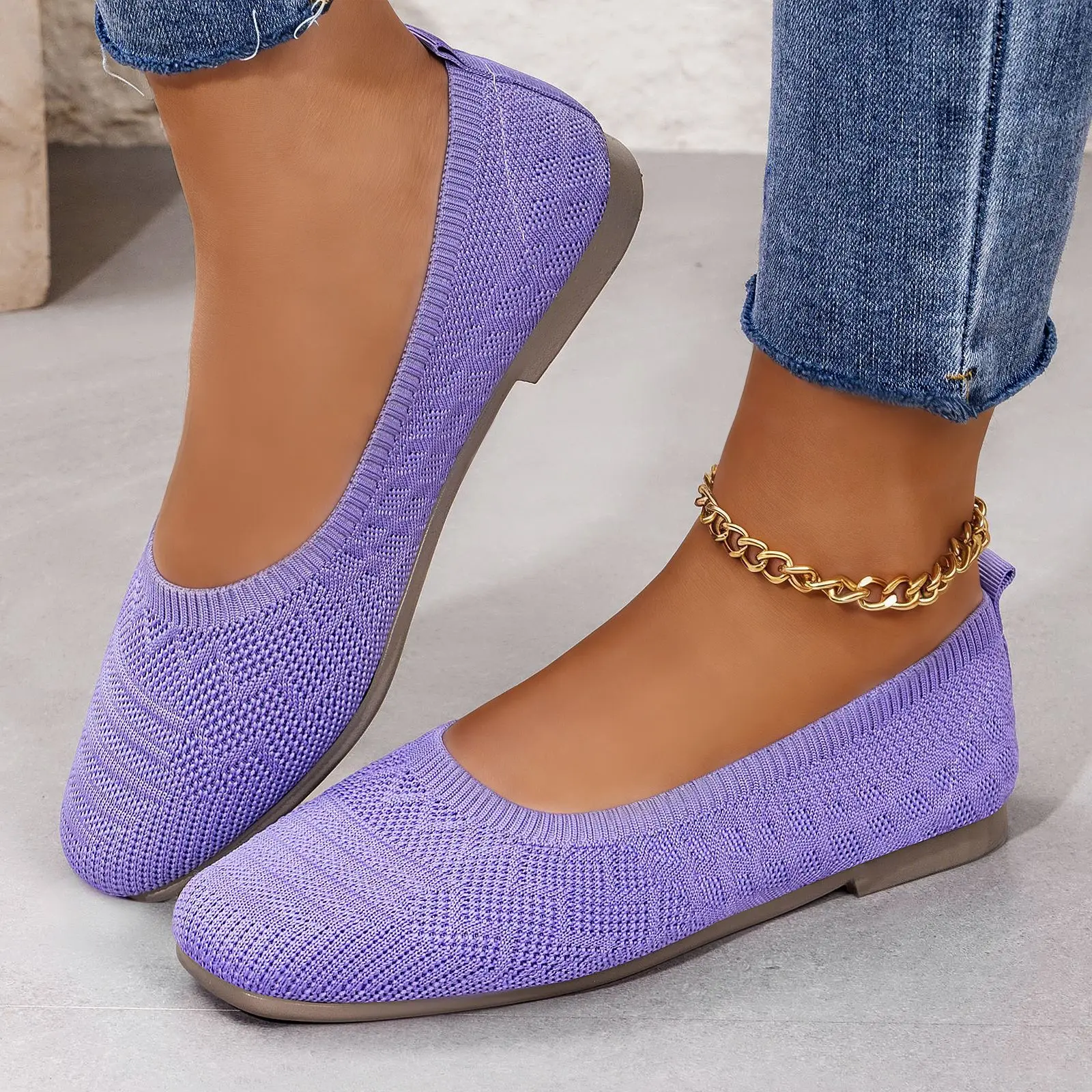 

2026 New Women Square Toe Flats Fashion Breathable Nurse Shoes Slip on Shoes Women Moccasins Sneakers Outdoor Female Footwear