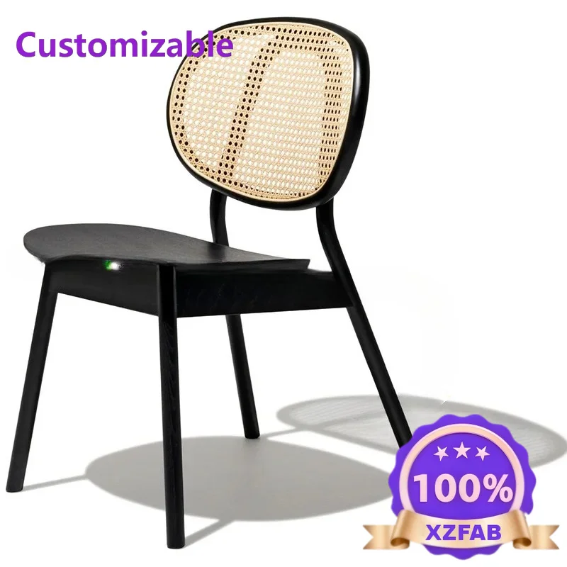 Factory Direct 2026 ins solid wood rattan  casual dining chair designer medieval rattan chair