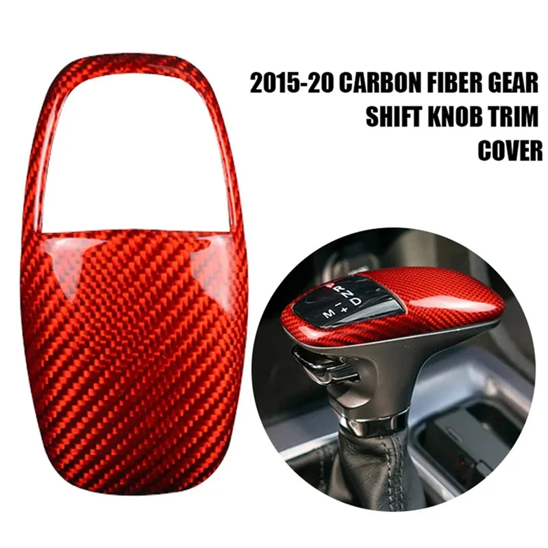 

Unusual Red Carbon Fiber ABS Car Gear Shift Knob Cover Sticker Trim For Dodge Challenger Charger 2015-2020 Parts Accessories