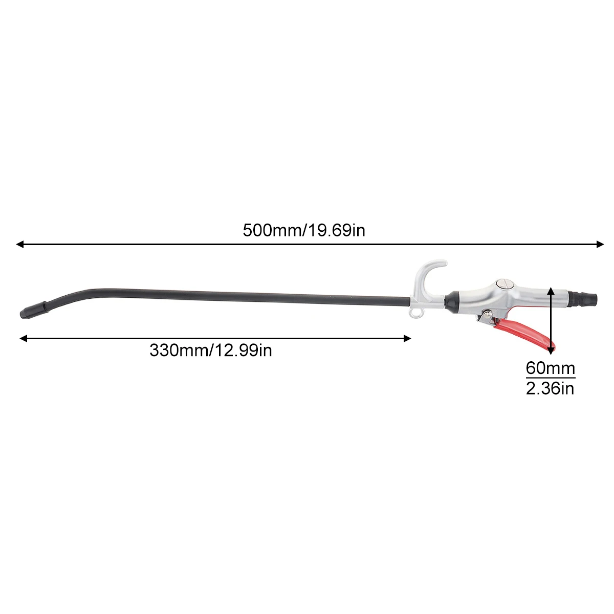 20 Inch Pneumatic Air Blow Gun Cleaning Dust Remover with Press Type Switch 500mm Long Nozzle for Cleaning Dust Metal Granule