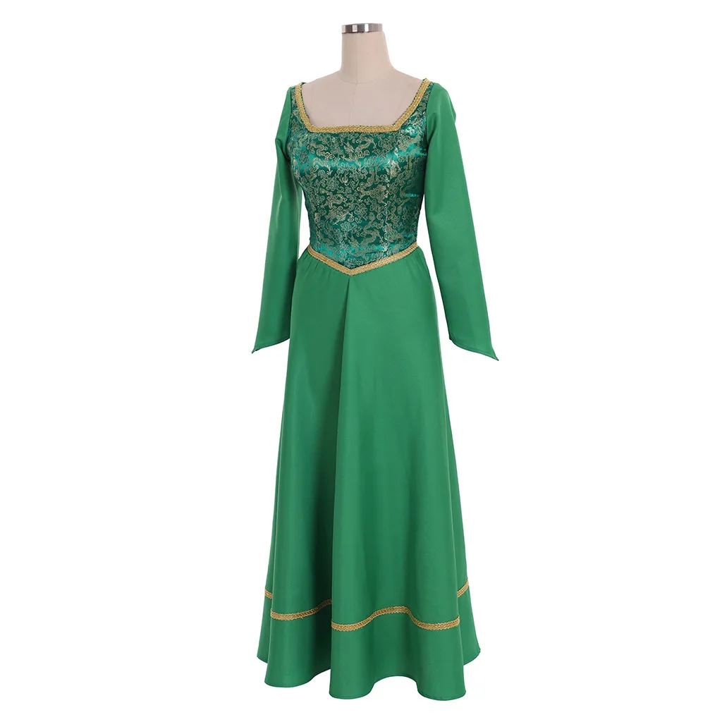 Shrek Cosplay Costumes Princess Fiona Printing Dress Women Sexy Clothes Neck Long Sleeve Dress Halloween Carnival Party Suit view 3
