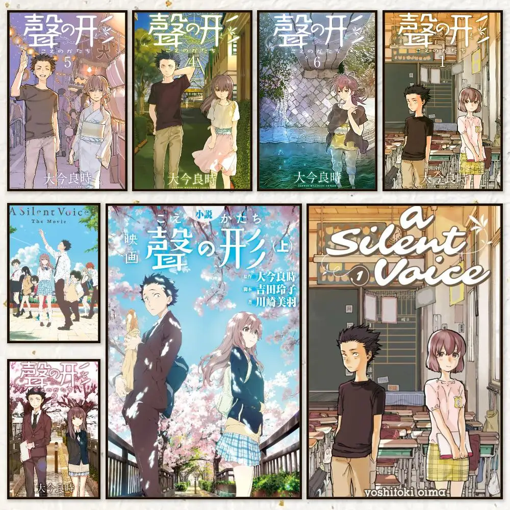 Anime Action A Silent Voice Poster HD Waterproof Wall Art Posters Self Adhesive Bedroom Living Room Home Decor Gift
