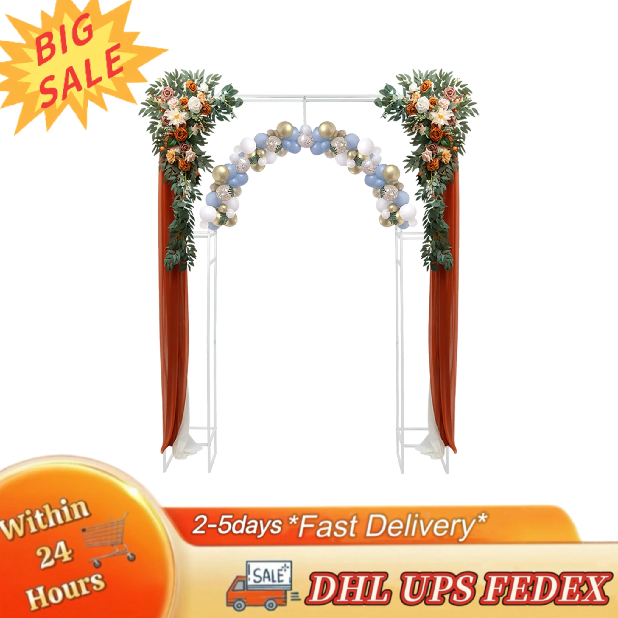 

Wedding Arch Backdrop Stand White Arches for Ceremony Square Metal Balloon Arch Stand Garden Arbor Frame for Wedding Birthday