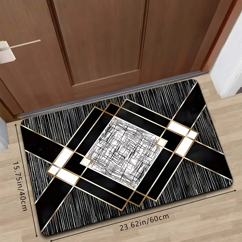 VIKAMA 1pc Luxury Bohemian Irregular Line Entry Floor Mat, Easy to Clean for Living Room Bedroom, Kitchen Office Home Decoration