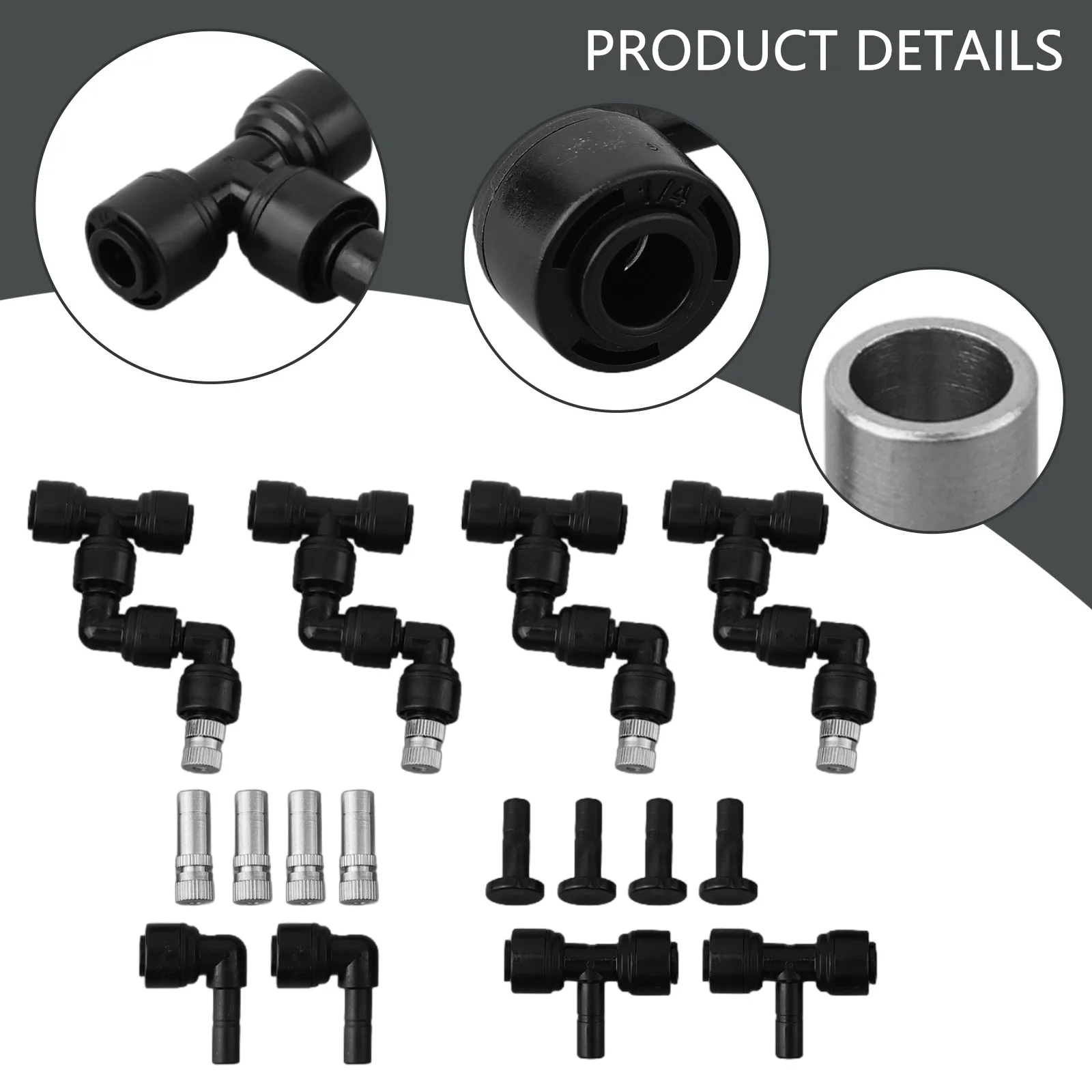 Mist Enhancement Kit Includes Essential Parts Like L Shape Pipes Tee Inserts Chokes and Quick Insert Connectors