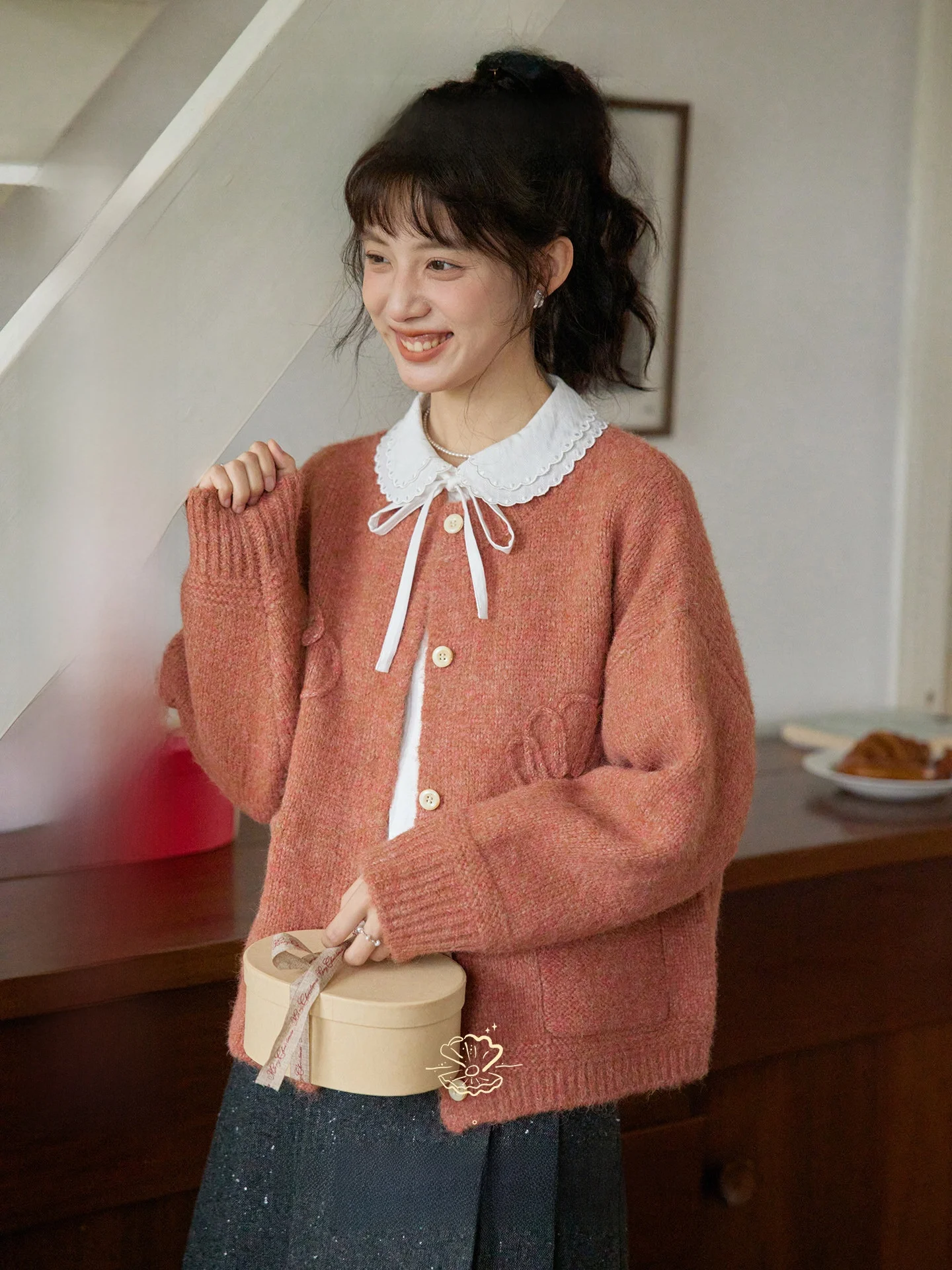 

Nov Et Autumn Winter Lazy round Ne Rope Embroidery Soft Knitted Open Cardigan Sweater Women's Loose Fit Long Sve Wool...