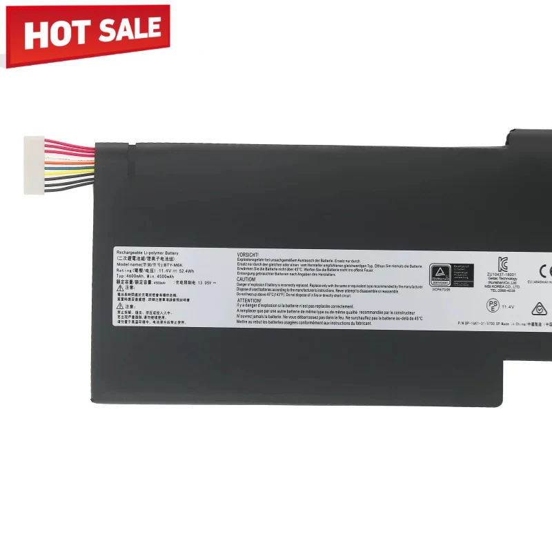 New BTY-M6K for MSI MS-16K3 GF63 GF65 MS-17B4 GF75 Thin GS63 GS73VR Series Laptop Battery 11.4V 4600mAh 52.4Wh