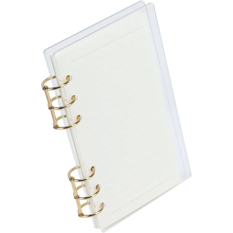 

Папка A6 с 6 кольцами, прозрачная акриловая папка, обложка для ноутбука, золотое металлическое круглое кольцо с 45 листов внутренней подкладкой, планировщик A6 Budget B