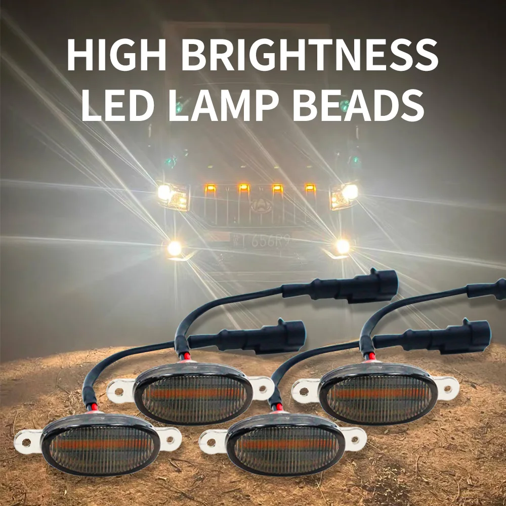 Car Front LED Grille Light Smoked Amber White 4LED Grill Light Eagle Eye Lamp for Off Road Trunk SUV Ford Toyota Strip