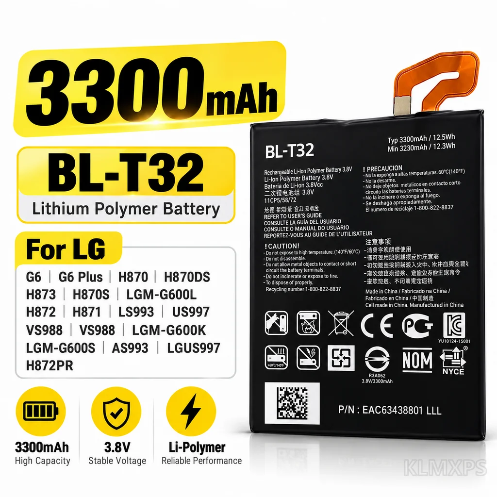 3300mAh Phone Replacement Battery BL-T32 For LG G6 G600L/G600V/G600S/G600K H871/H872/H873 LS993/US997/VS988 Lithium