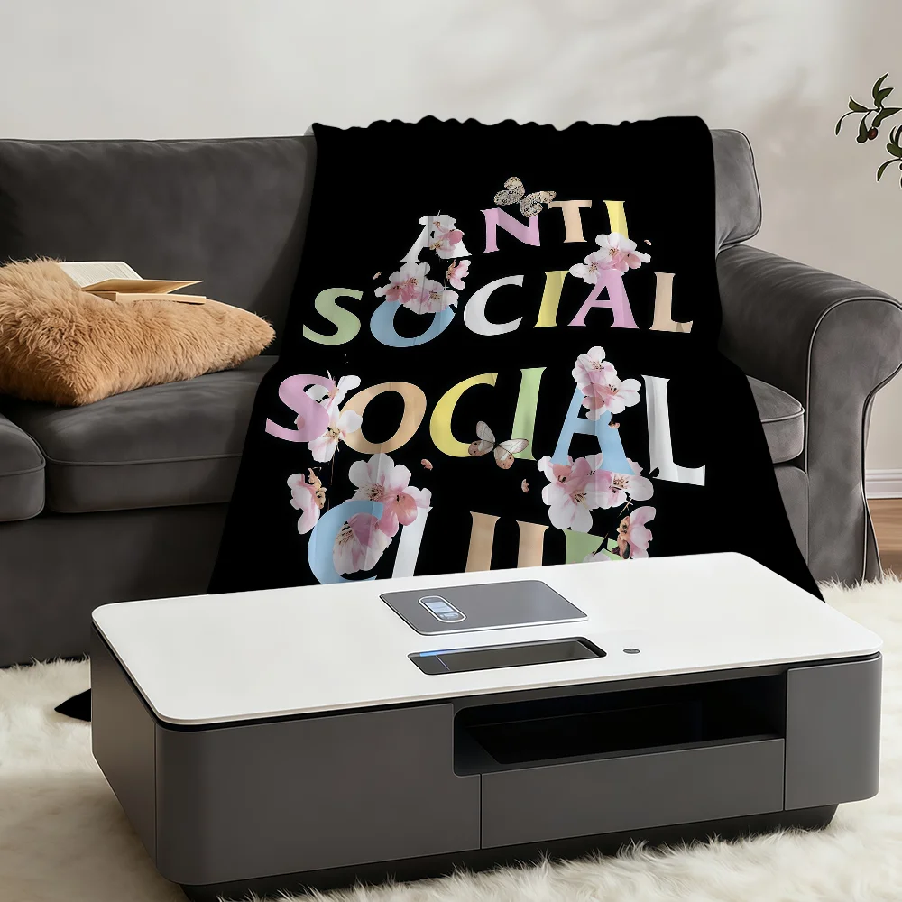 A-AntiS S-SocialS Club Blanket Throw Super Cosy Plush Living Room Sofa Couch Childish Birthday Gifts
