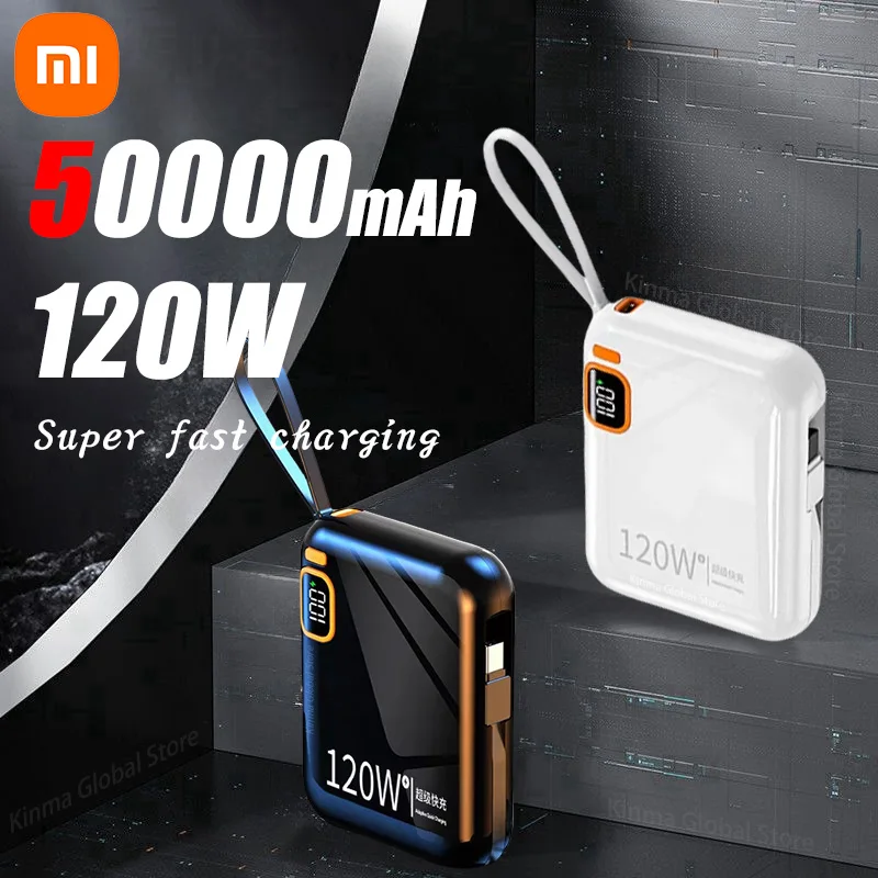 Xiaomi 120W 50000mAh Portable Power Bank High Capacity Cable Two-way Fast Charging Mini Powerbank for iPhone Samsung ﻿New