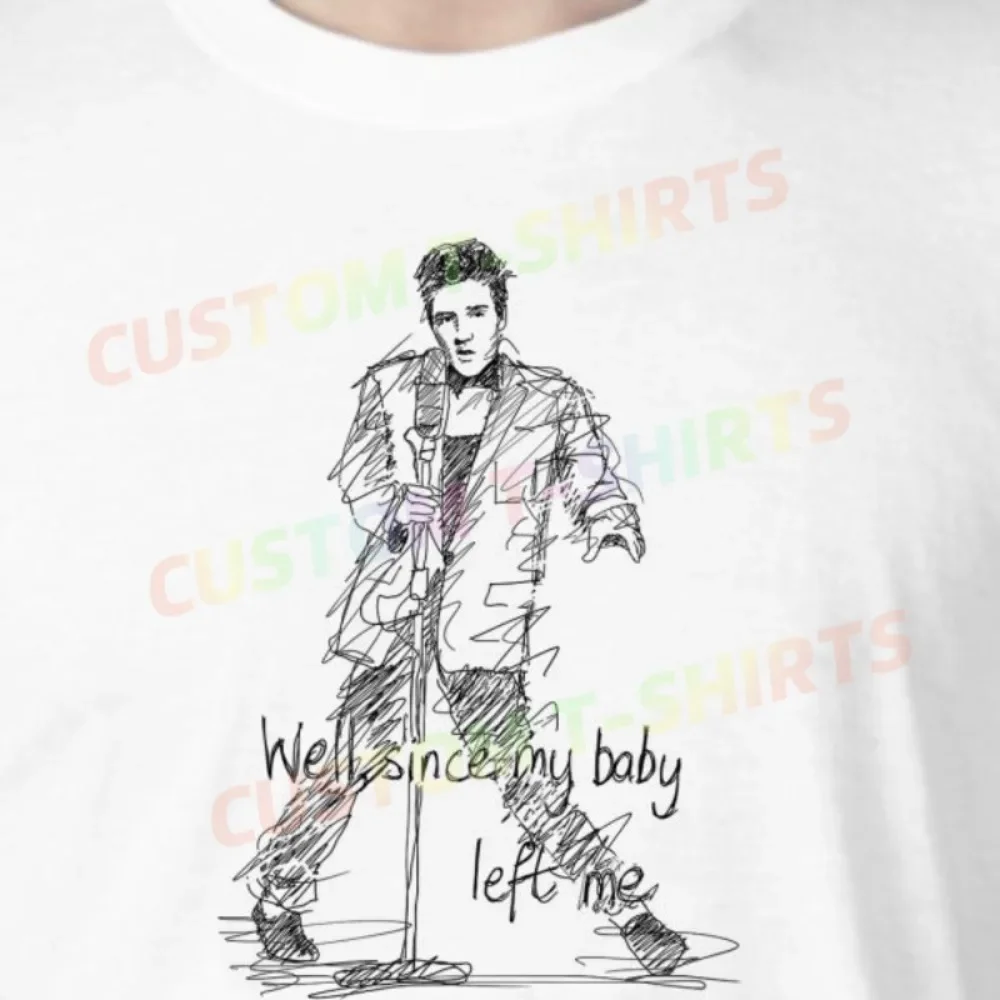 

240 81_Elvis_Presley Fans' comic-style hand-drawn pattern T-shirts for both men and women in summer