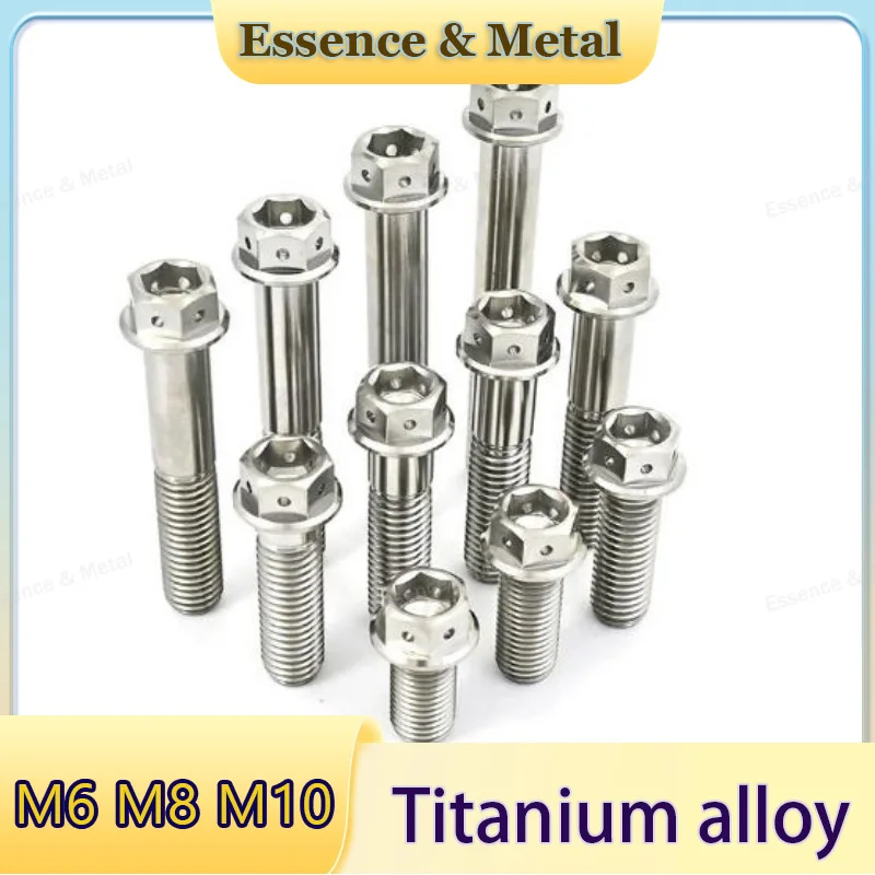 2/4PCS GR5 Titanium Alloy Hexagonal Hollow Screws M6 M8 M10 Hexagonal Flange Head Hollow Screws Motorcycle Modification Screws