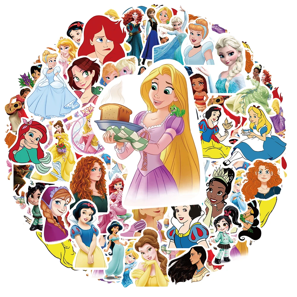 10/30/50pcs Disney Cute Princess Anime Stickers Kawaii Snow White Frozen Cartoon Decals Sticker for Kids Graffiti Notebook Phone