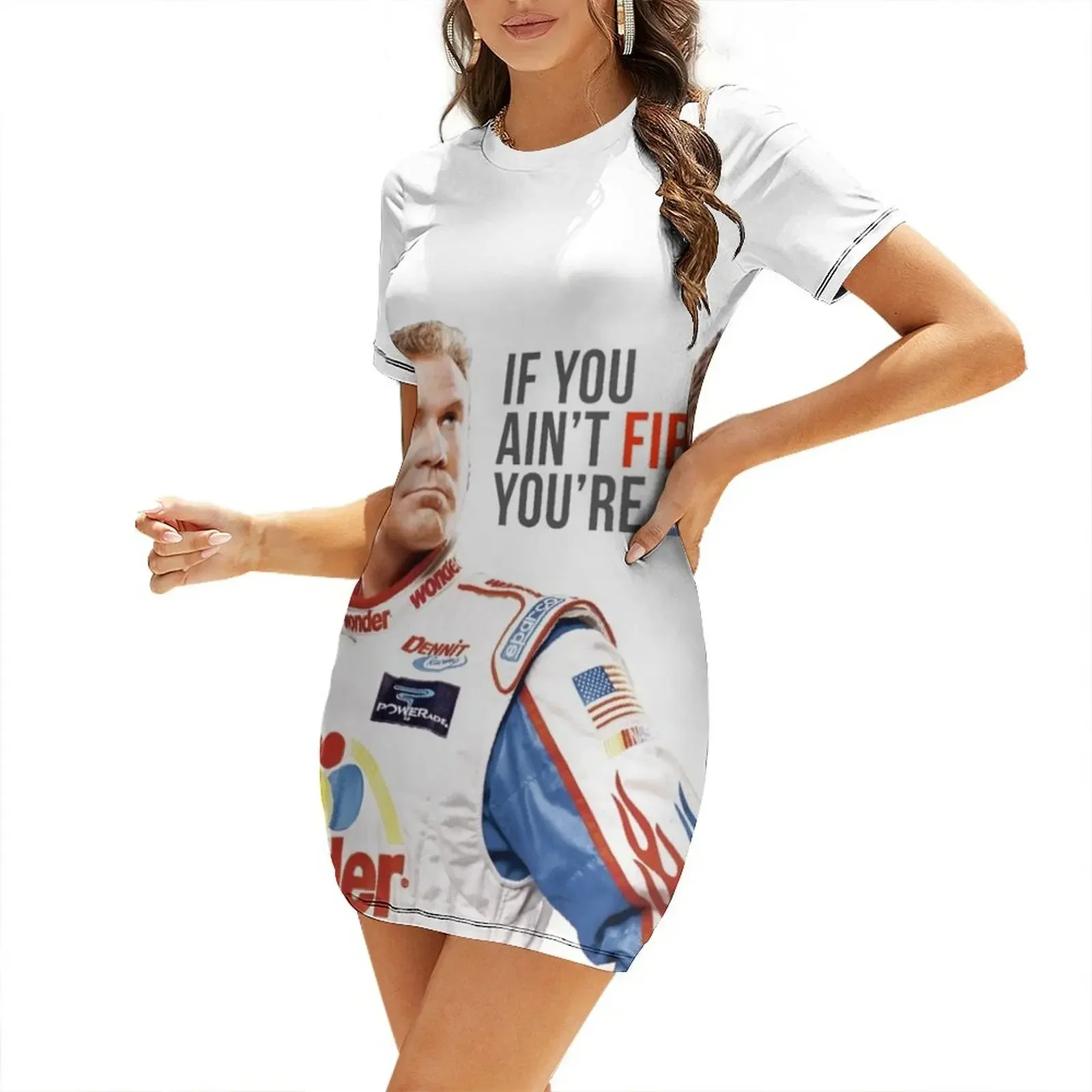 

Will Ferrell Talladega Nights Ricky Bobby If You Ain't First You're Last Short-Sleeved Dress dress for women summer