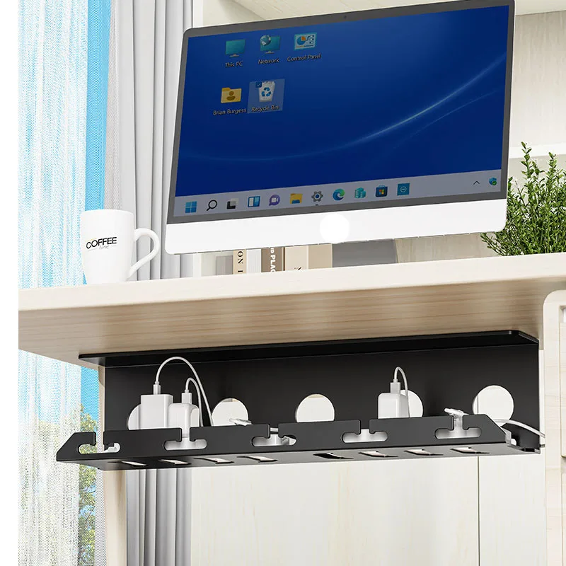 Cable Organizer, Under Desk Cable Management Tray, Socket Strip Holder, Wire Tamer for Office and Home