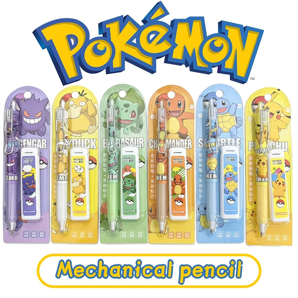 Pokemon Pikachu Druckbleistift-Set, Cartoon Squirtle Psyduck, 0,5 mm, Zeichenstifte, Schule, Büro, Studium, Schreibwaren, Geschenke