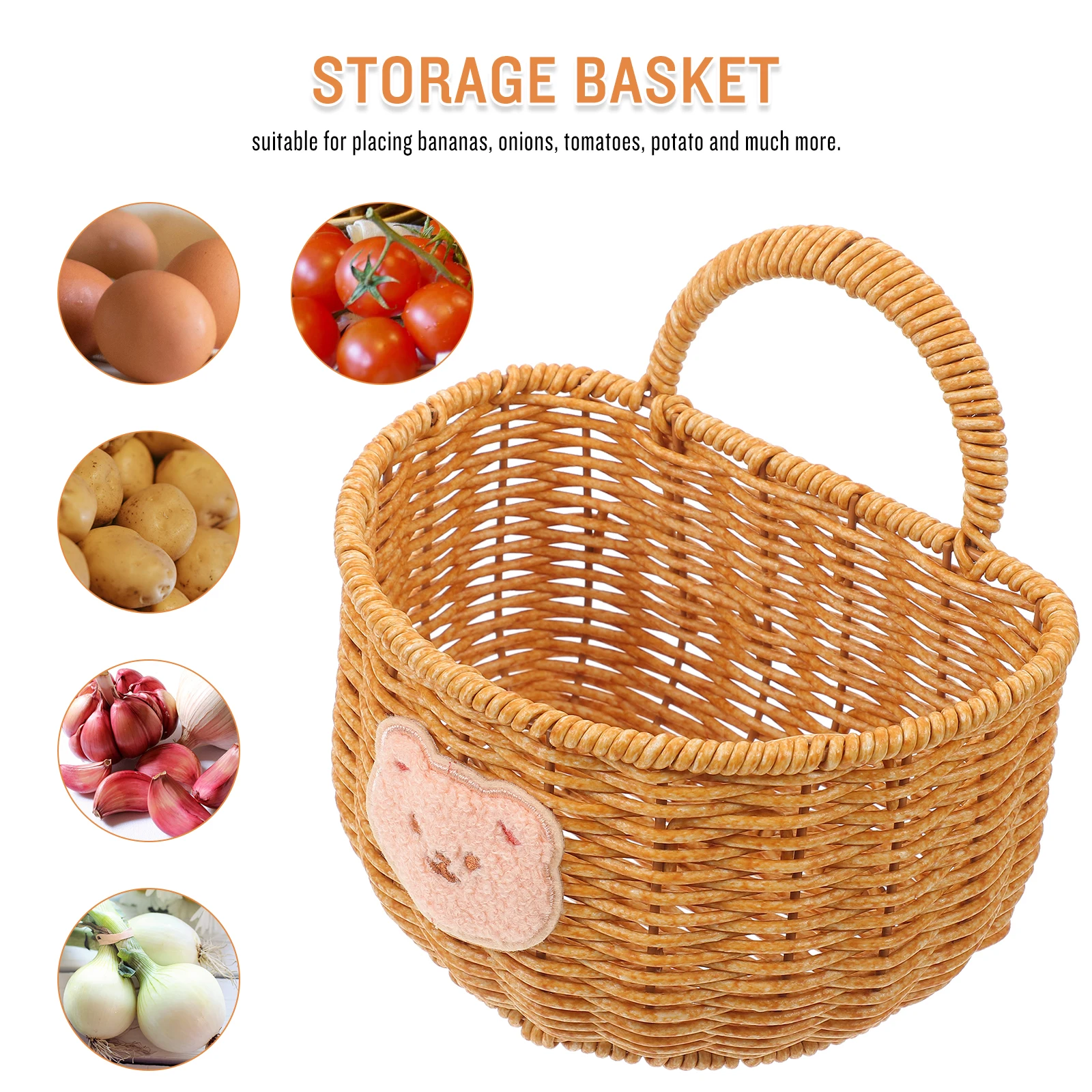 

Garlic Fresh Basket Hanging Container Chicken Egg Holder for Gathering Storage Kitchen Pp Pot