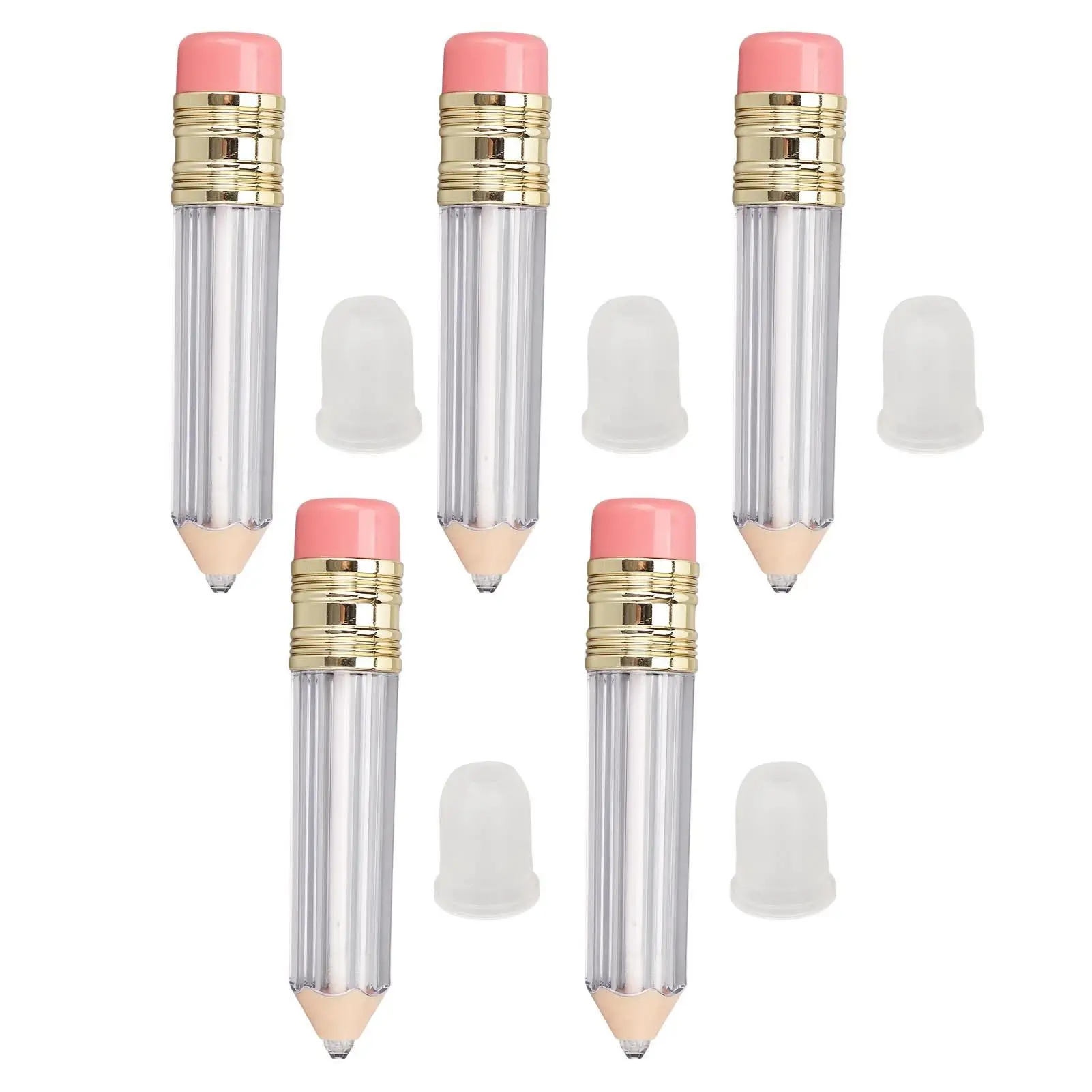 

5Pcs 5ml Pencil Lip Gloss Tubes - Refillable Clear Containers for DIY Lip Oil - Stylish Bottles for women & Girls