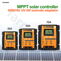 Solar Panel Charge Controller 12V 24V 30A PWM 50A 70A PWM+MPPT Adaptive PV Cell Controller Battery Regulator USB 5V DC 12V LCD