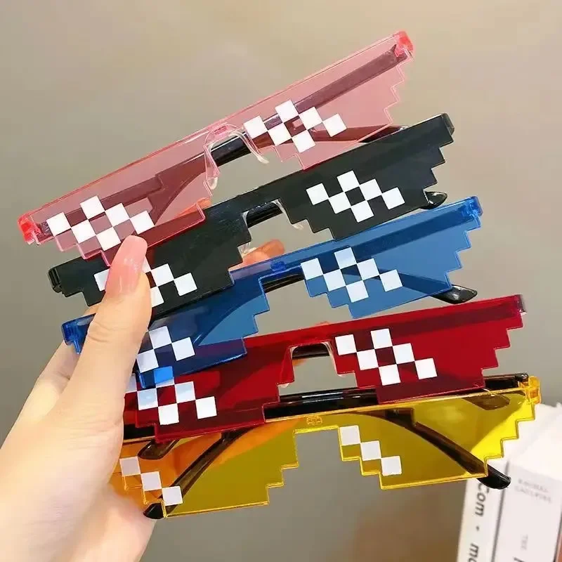 NEW Mosaic Sunglasses Trick Toy Thug Life Glasses Deal With It Glasses Pixel Black Mosaic Sunglasses Cool Jokes Funny Toys