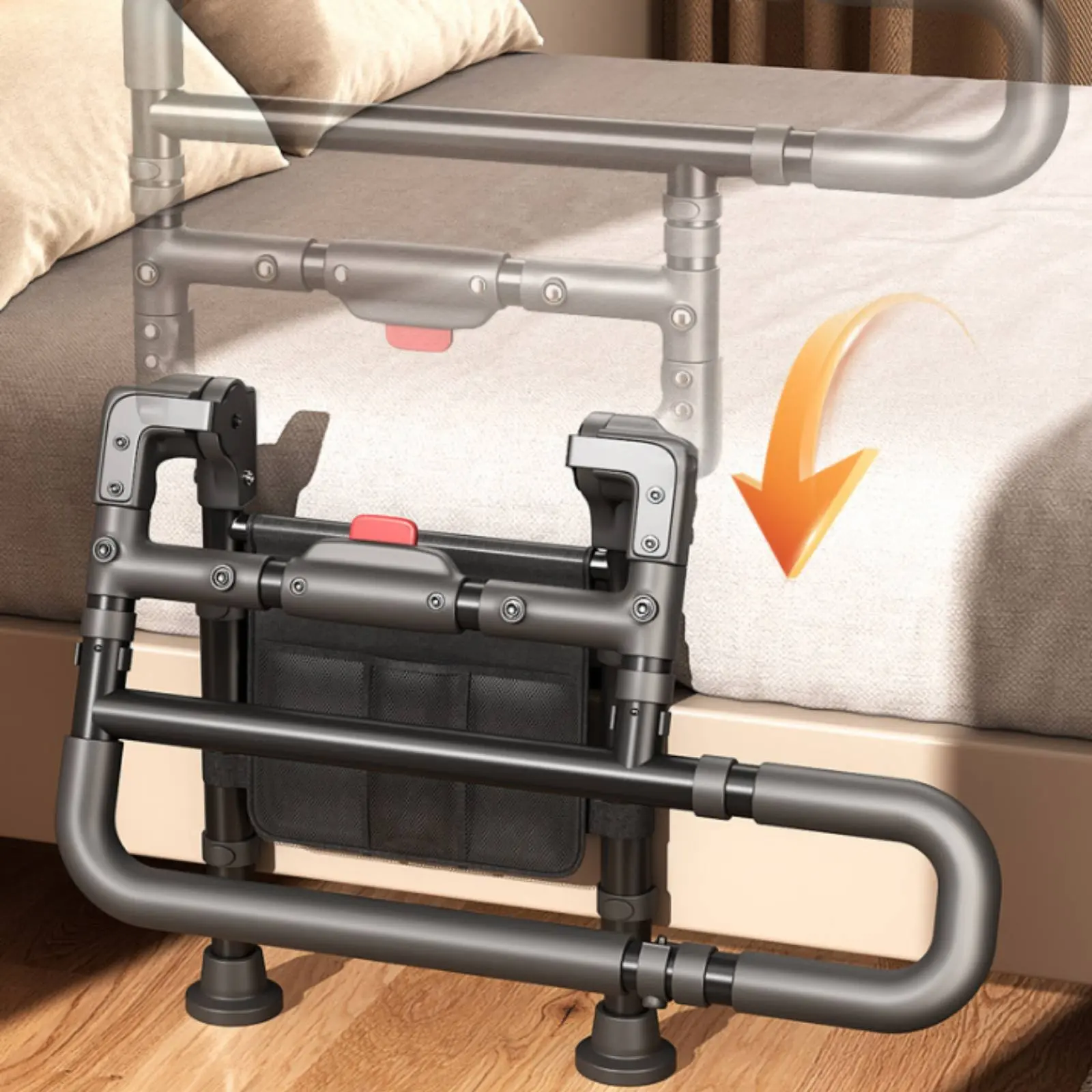 Barra de Seguridad Plegable para Cama con Luz, Barra de Asistencia Ajustable para Cama, Fácil de Instalar, Ayuda para la Vida Diaria, Soporte Estable para Personas Mayores