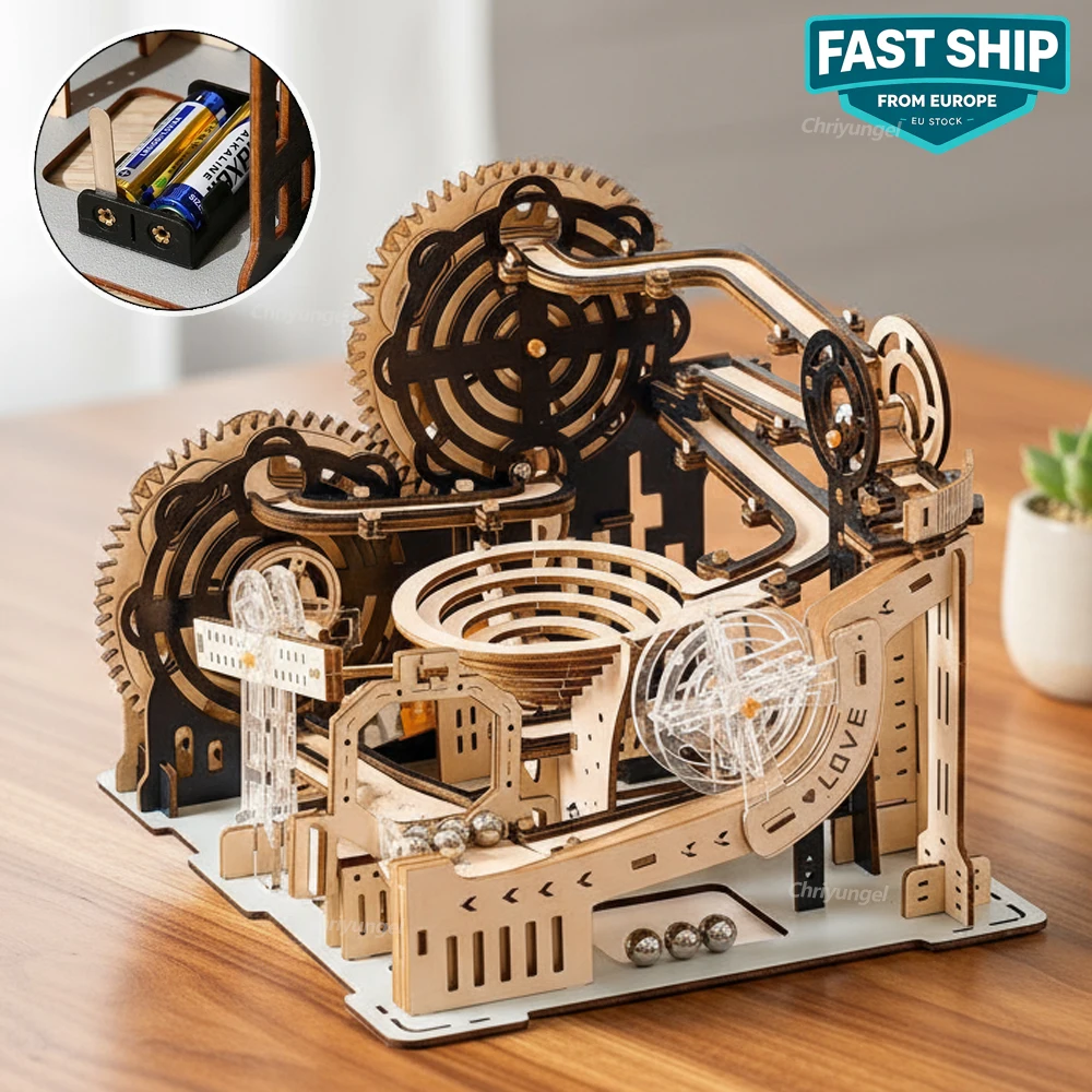 3D-Holzpuzzle Murmelbahn-Set DIY Montage Mechanisches Modellbauset STEAM Lernspielzeug für Erwachsene und Jugendliche Geburtstagsgeschenke