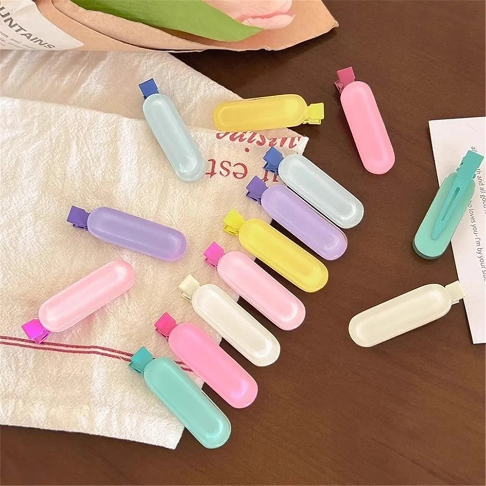 ที่หนีบผมรูปวงรีแฟชั่น2ชิ้น/เซ็ตกิ๊ฟหนีบผมหมวกสีเจลลี่ขนาดเล็กของขวัญคลิปด้านข้างทรงเรขาคณิต