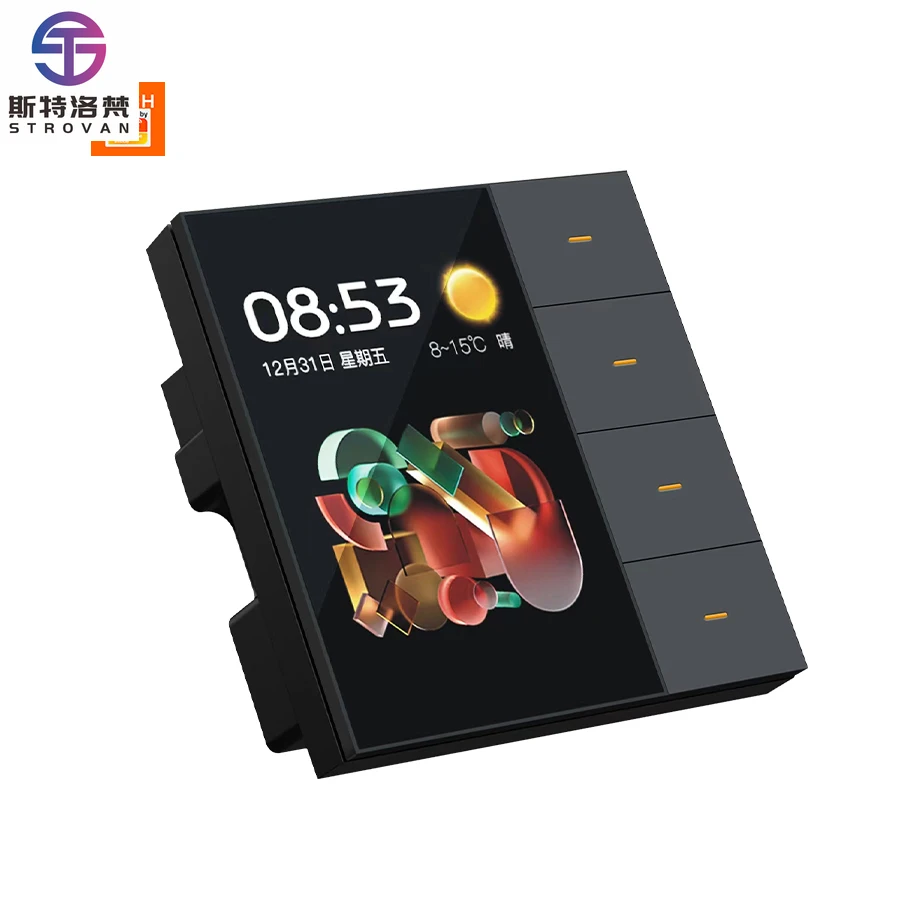 

STLF Smart Wall Switch Touch Screen 4 Gang Switch 8 Way Scene Radar Sensor Dimming Switch Control Curtain Tuya Smart Home