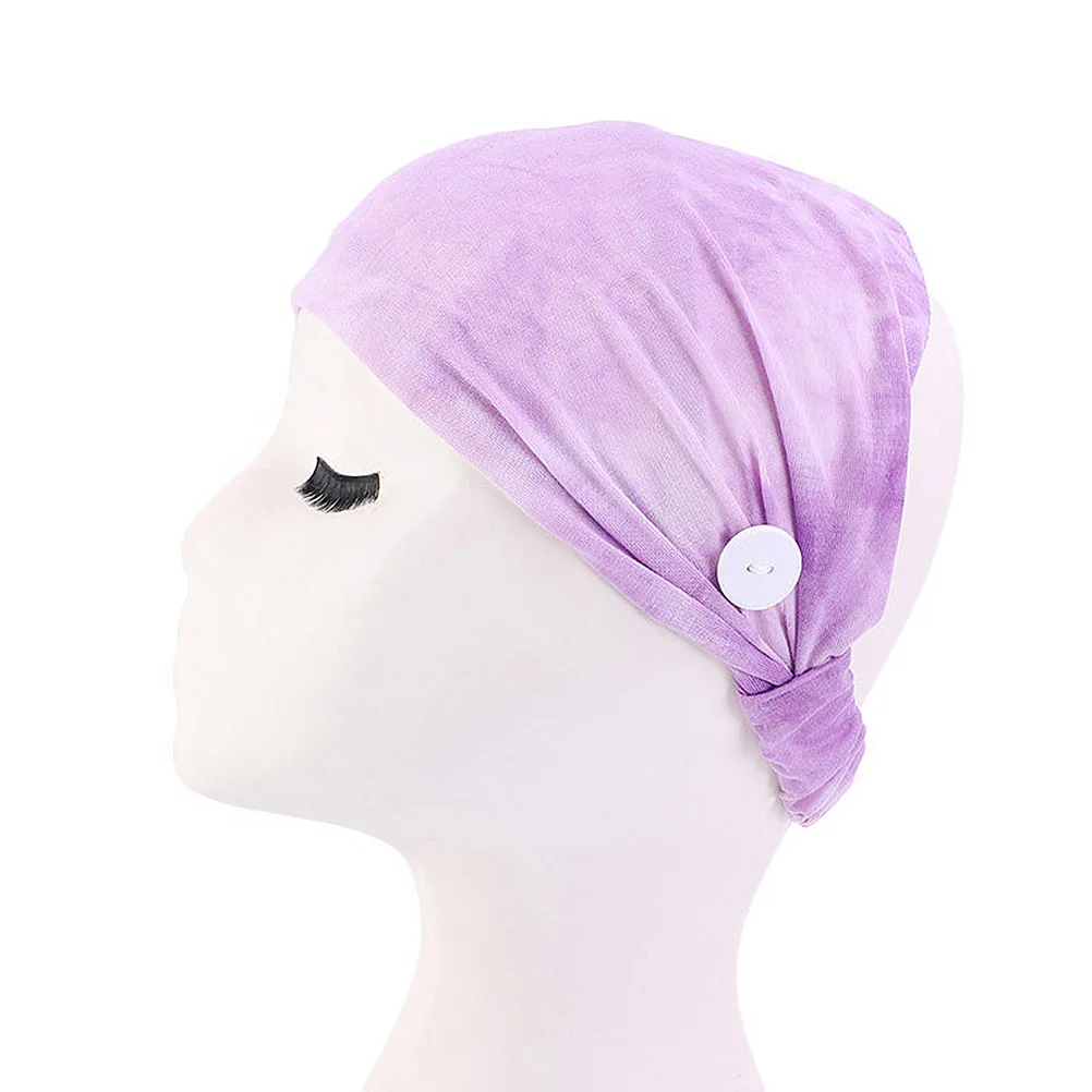 

6pcs Tie-Dye Cotton Headband Sweat-Absorbent Ear Protector Button Comfortable For Yoga Running Sports Colorful Wide Hairband For