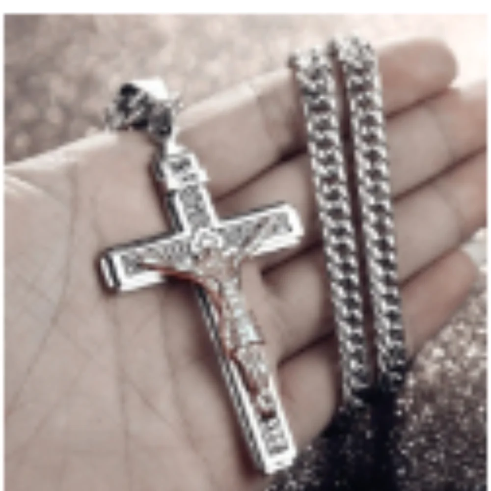 الهيب هوب شخصية الصليب الدينية قلادة قلادة للرجال سحر يسوع الصليب مجوهرات في سن المراهقة اكسسوارات هدية عيد ميلاد للرجال #2