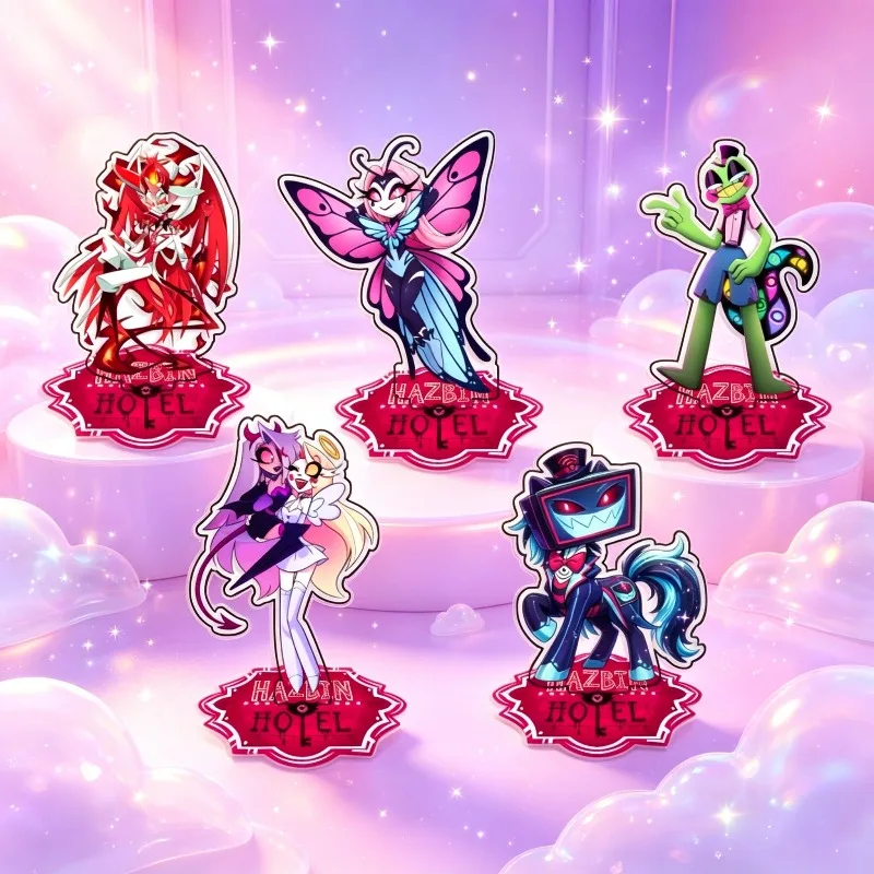Standing Sign for Hazbin Hotel Alastor Angel Dust  Acrylic Desktop Stand Decorating Self Made Collection Toys Fans Gifts 15cm