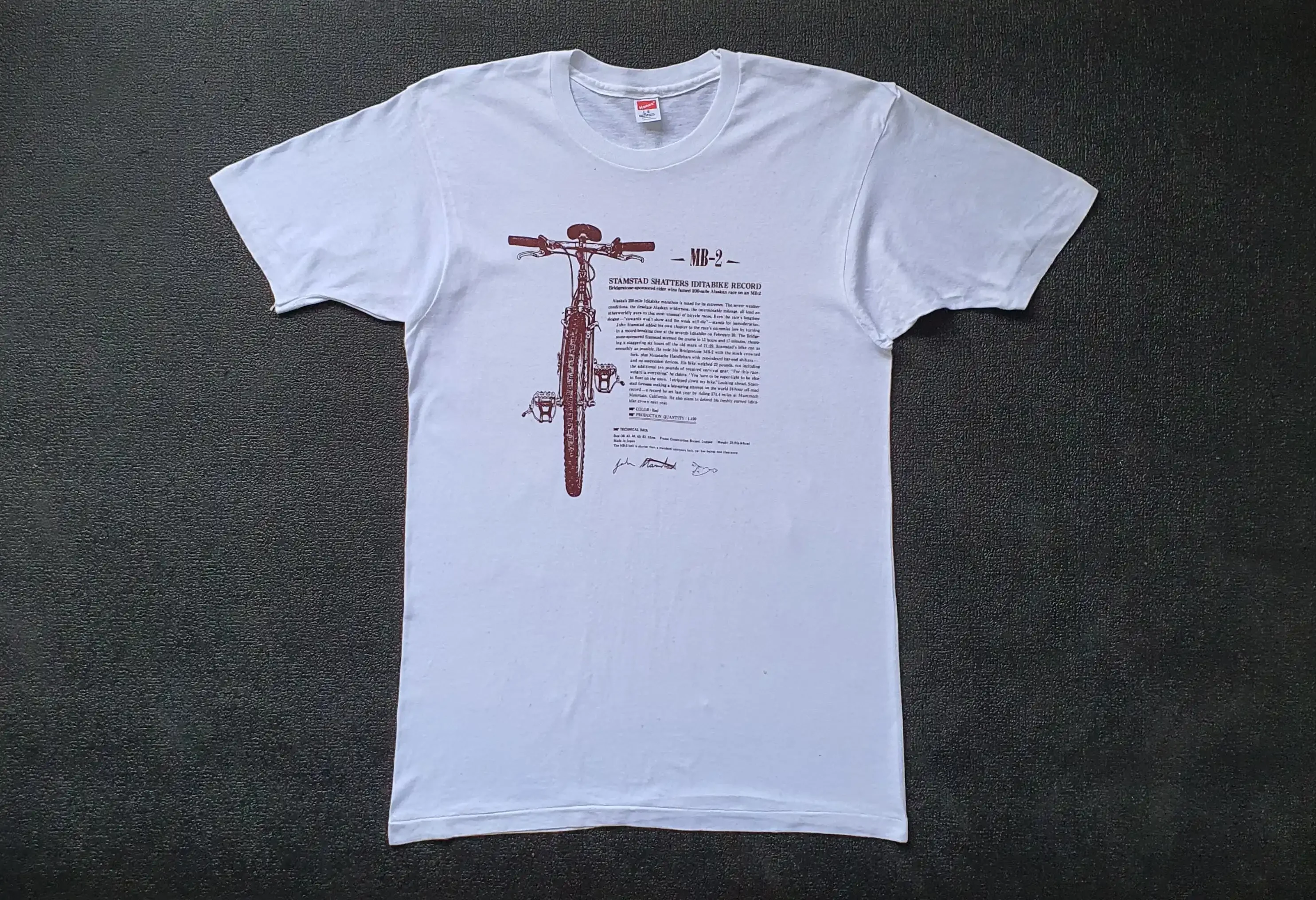 T-shirt Vintage John Stamstad Alaska Iditabike Marathon des années 90, taille moyenne, histoire du cyclisme, Iditarod Trail MTB Mountain